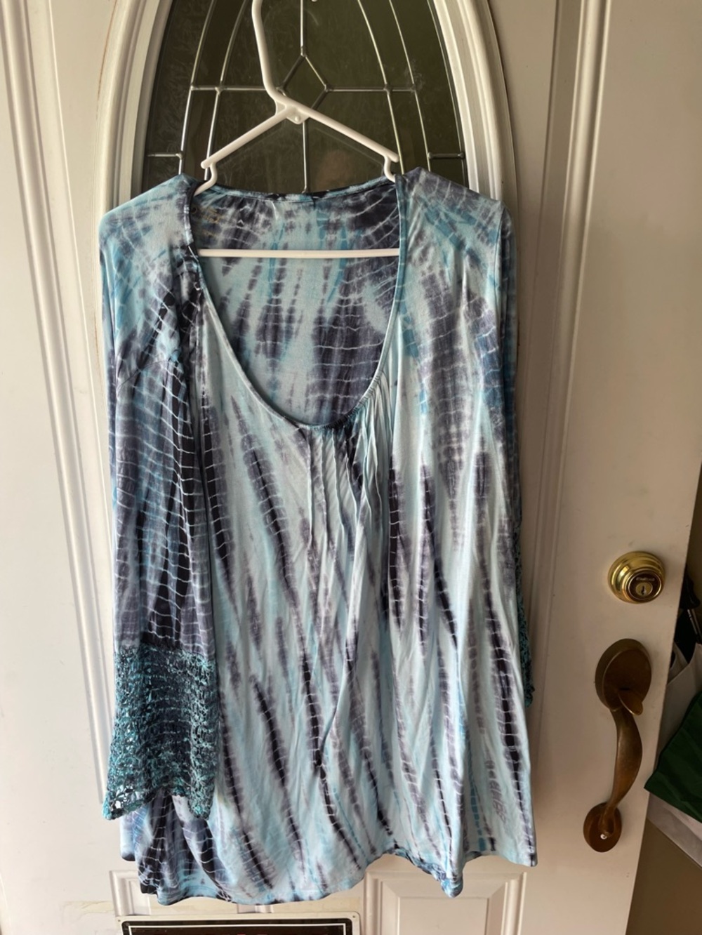 Tie-Dye Blue & Navy Scoop Neck Tunic Top